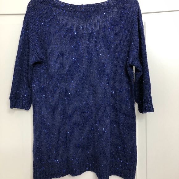 EUC Ana Navy Blue Holiday Open Knit Sweater - Picture 5 of 7